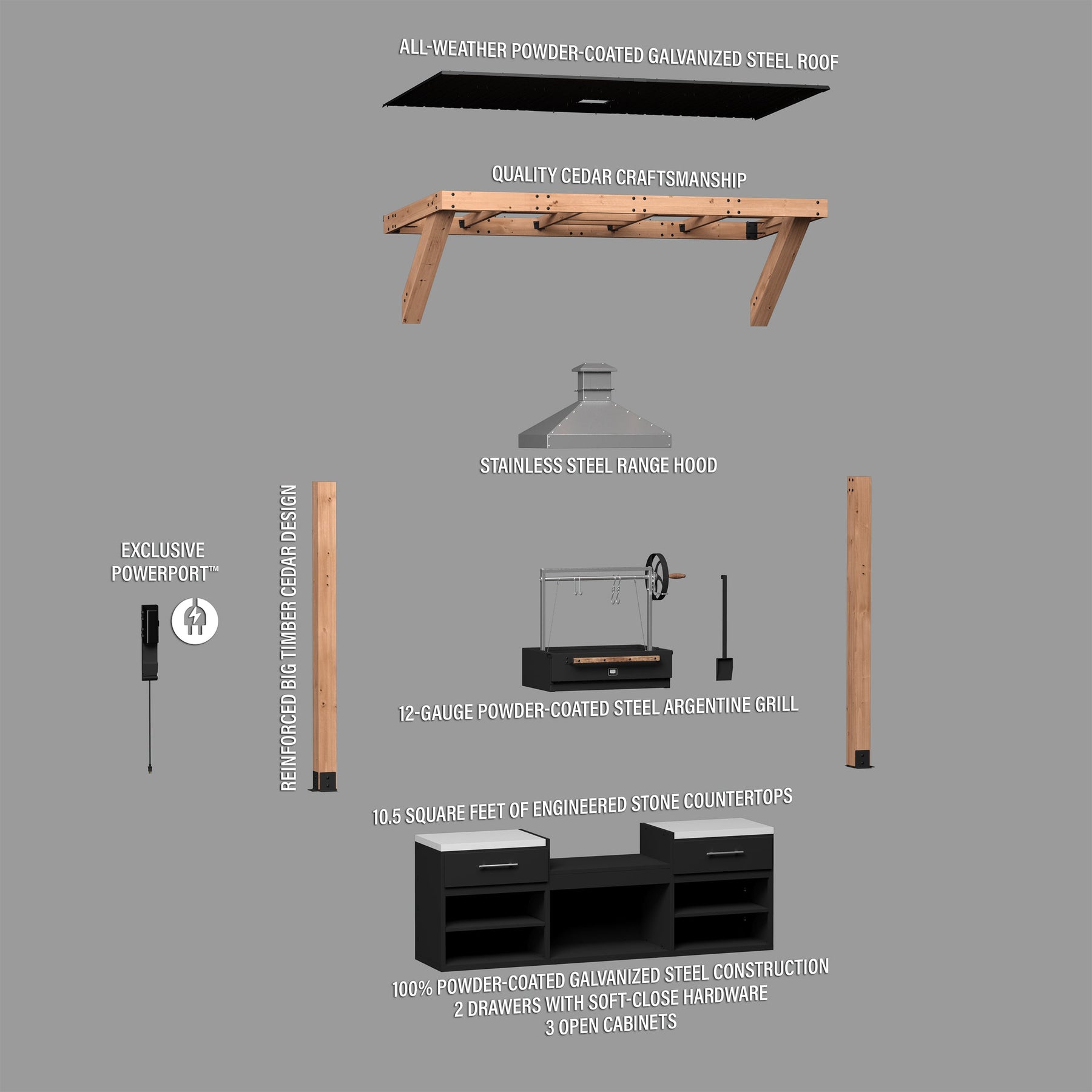 Timber Rock Outdoor Argentine Grill Cook Station